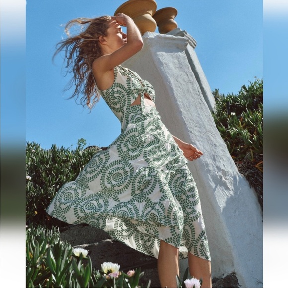 ZARA PERFORATED KNOTTED EMBROIDERED DRESS - Picture 6 of 11